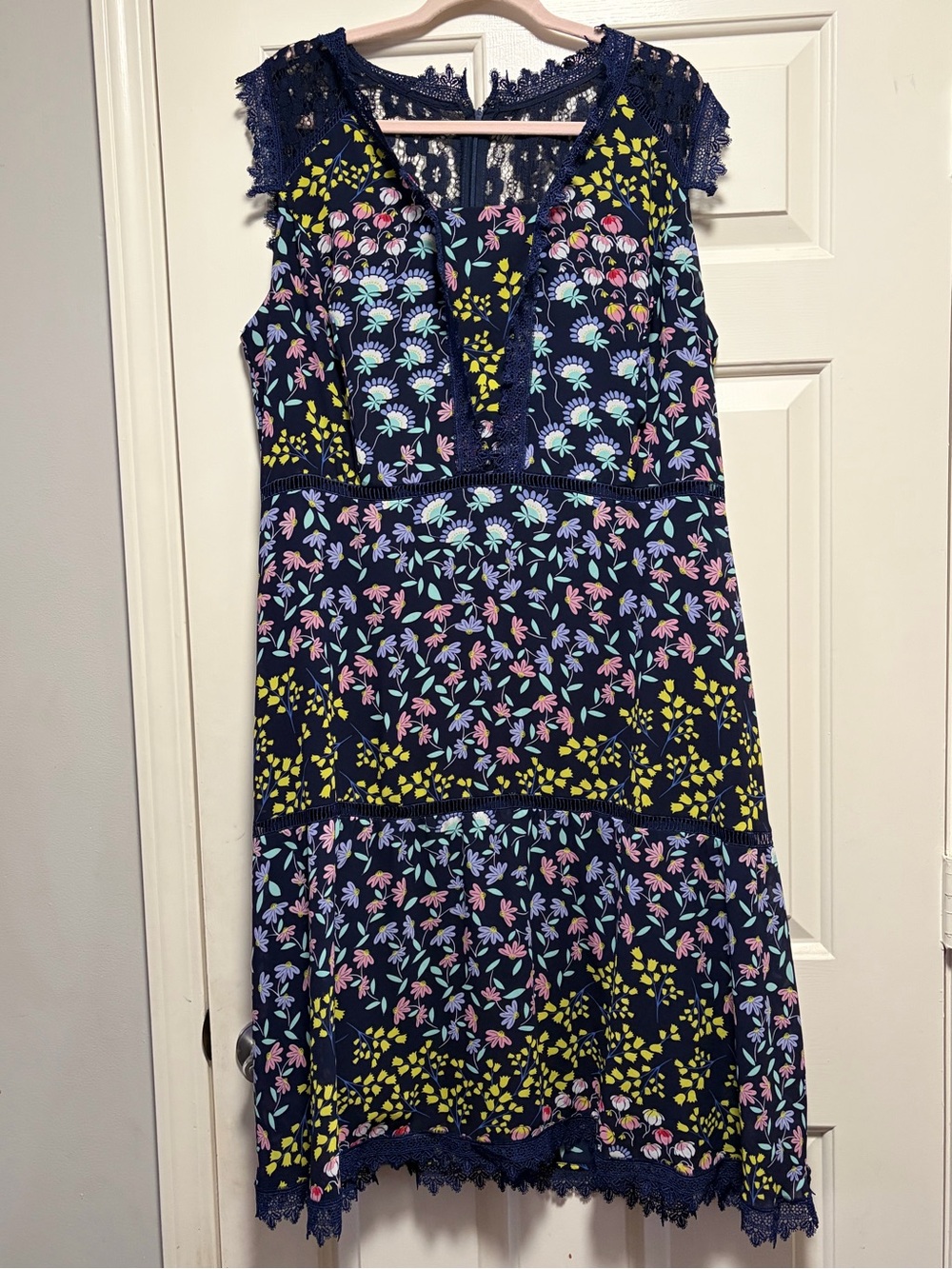 Nanette Lepore Navy Lace-Trim Dress